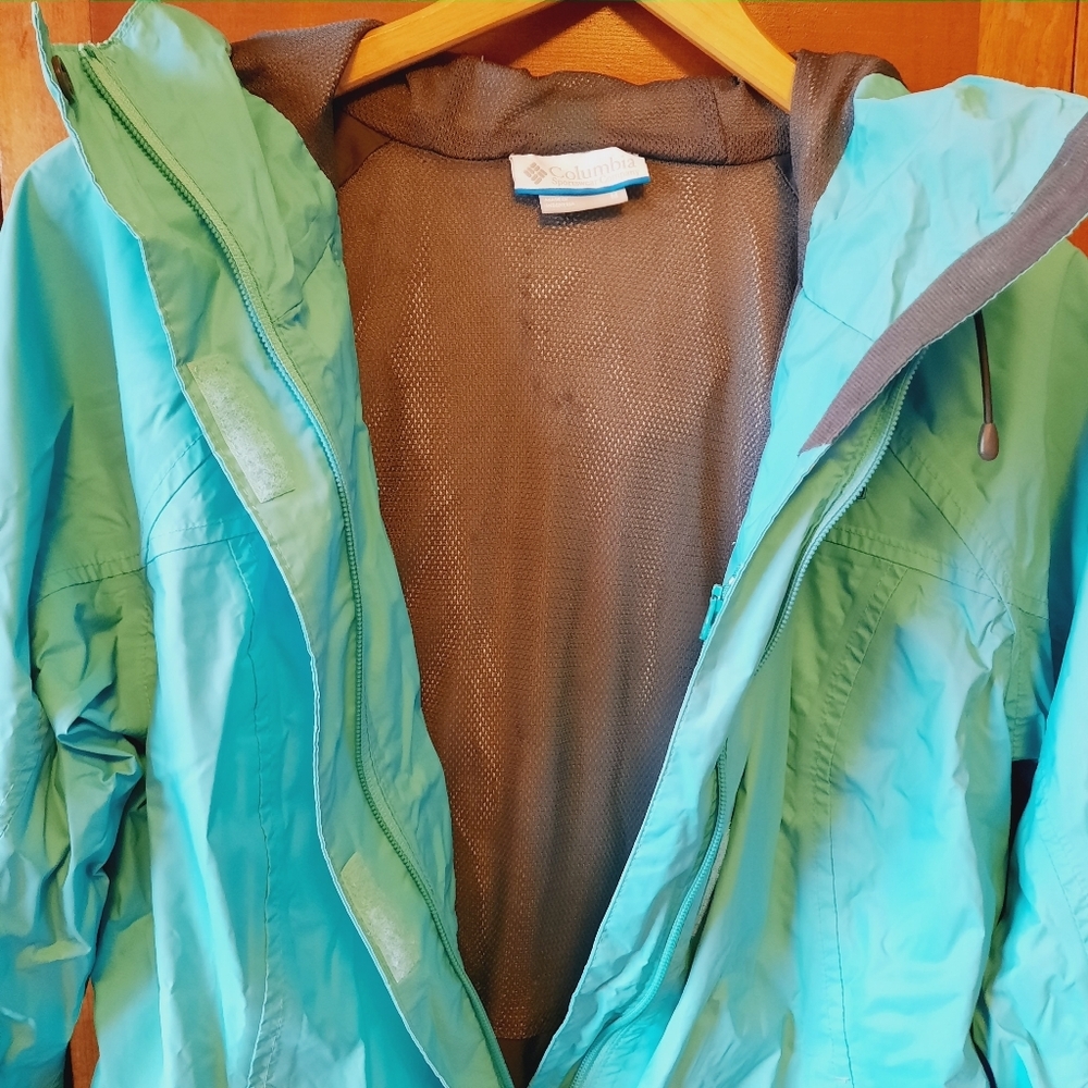 Columbia Arcadia II Lightweight Jacket green blue packable rain jacket size M - Picture 9 of 16
